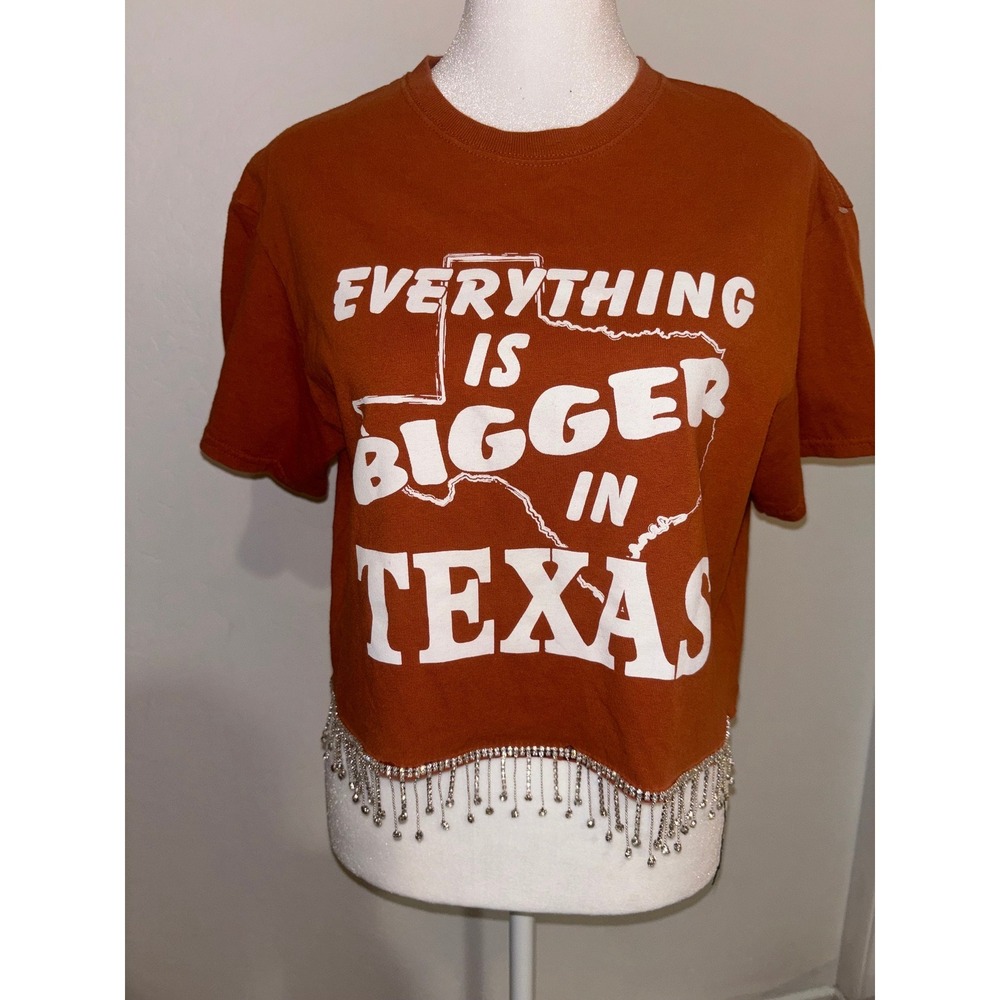 Texas rhinestone‎ fringe crop top